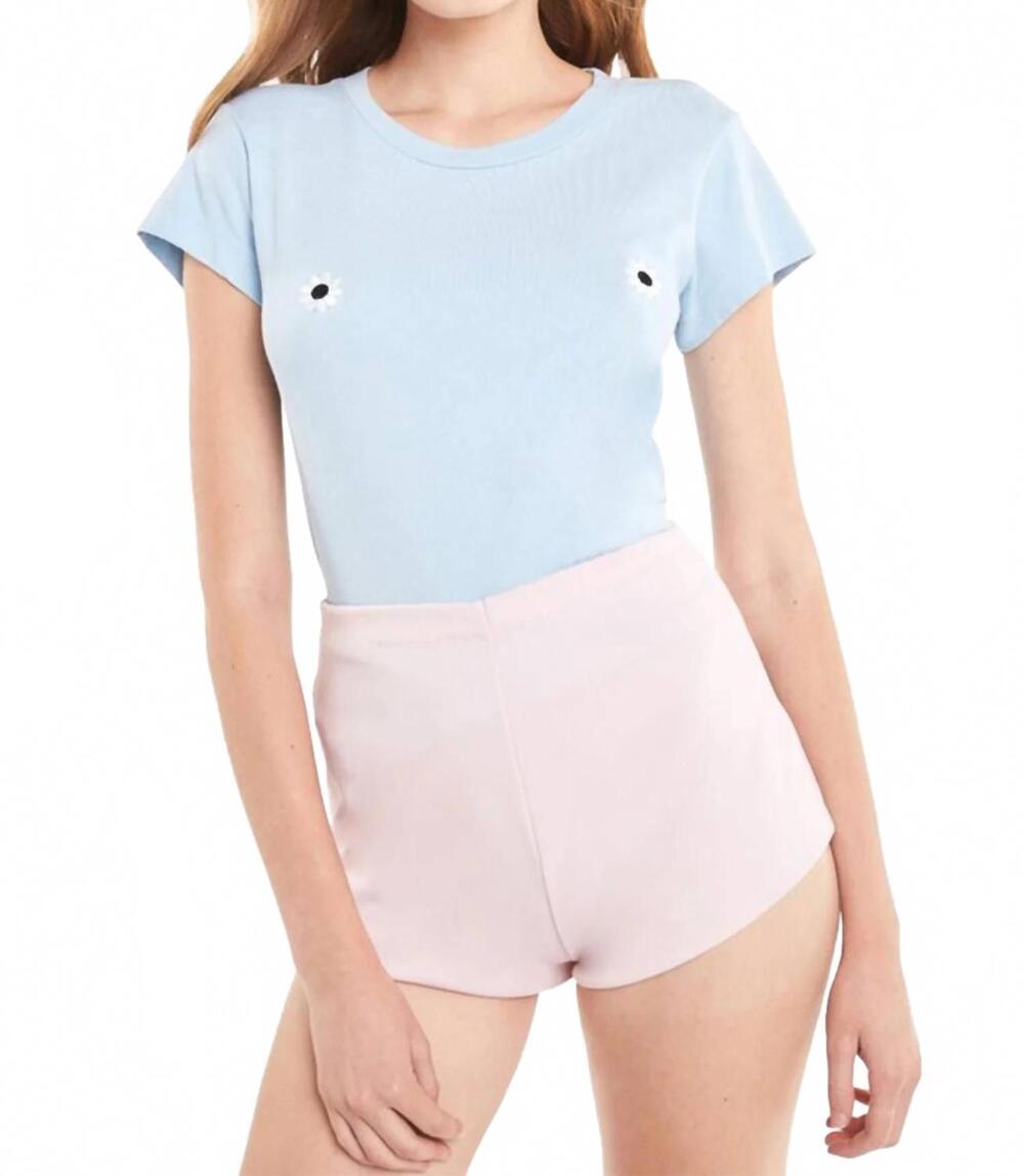 NEW WILDFOX mod daises no9 crew neck tee in blue skies